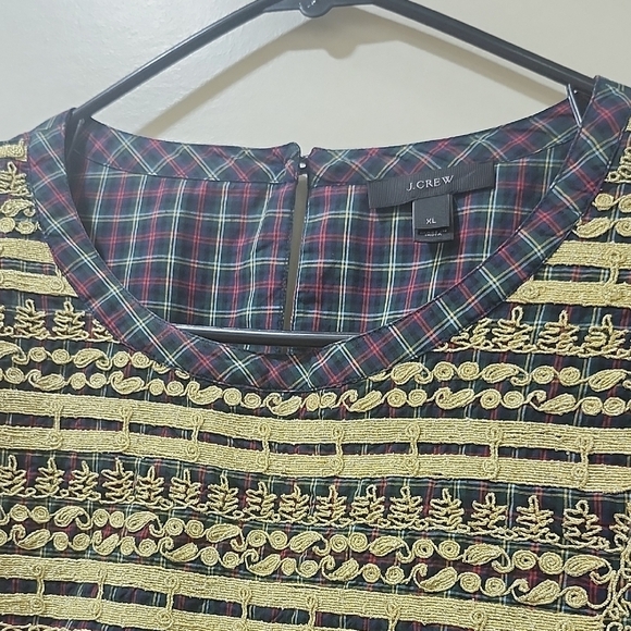 J. Crew Checkered Blouse with Lace Detail - Picture 6 of 14